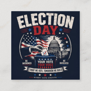 Vintage Election Day Voting Graphic – American Fla Square Business Card