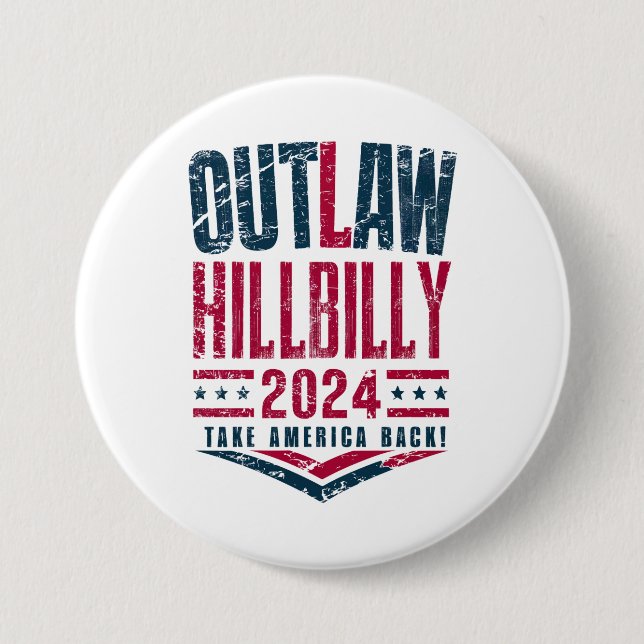 Vintage Elections Outlaw Hillbilly US Flag  7.5 Cm Round Badge (Front)