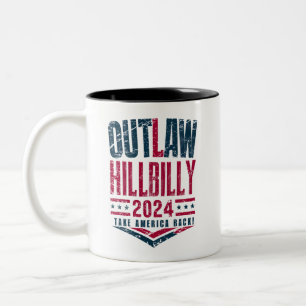 Vintage Elections Outlaw Hillbilly US Flag  Two-Tone Coffee Mug