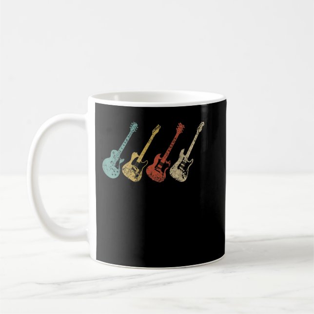 Vintage Electric Guitars, Distressed Men Women Coffee Mug (Left)