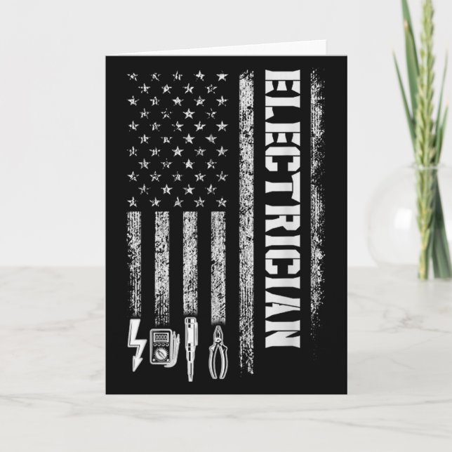 Vintage Electrician American Flag Tools Design  Card (Front)