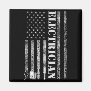 Vintage Electrician Nge Usa Flag Graphic  Magnet