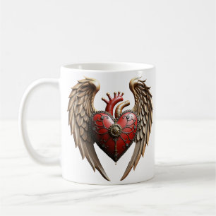 Vintage elegance: an elegant clock and heart. coffee mug