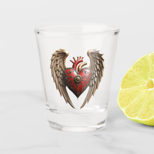 Vintage elegance: an elegant clock and heart. shot glass