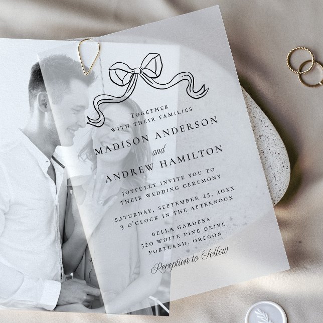 Vintage Elegance Black Bow Wedding Vellum Invitations (Creator Uploaded)