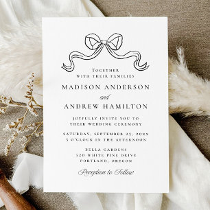 Vintage Elegance Bow Wedding Invitation