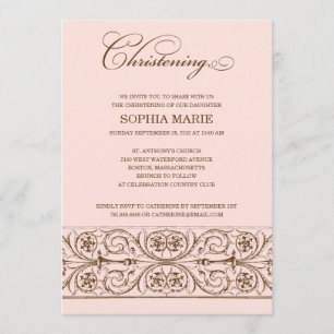 VINTAGE ELEGANCE     CHRISTENING INVITATION