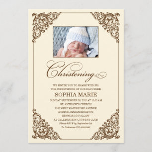 VINTAGE ELEGANCE CHRISTENING INVITATION
