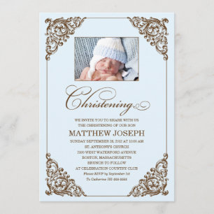 VINTAGE ELEGANCE     CHRISTENING INVITATION