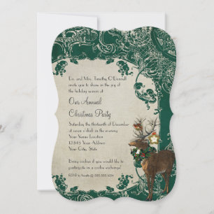 Vintage Elegance Christmas Toile Floral Damask Invitation