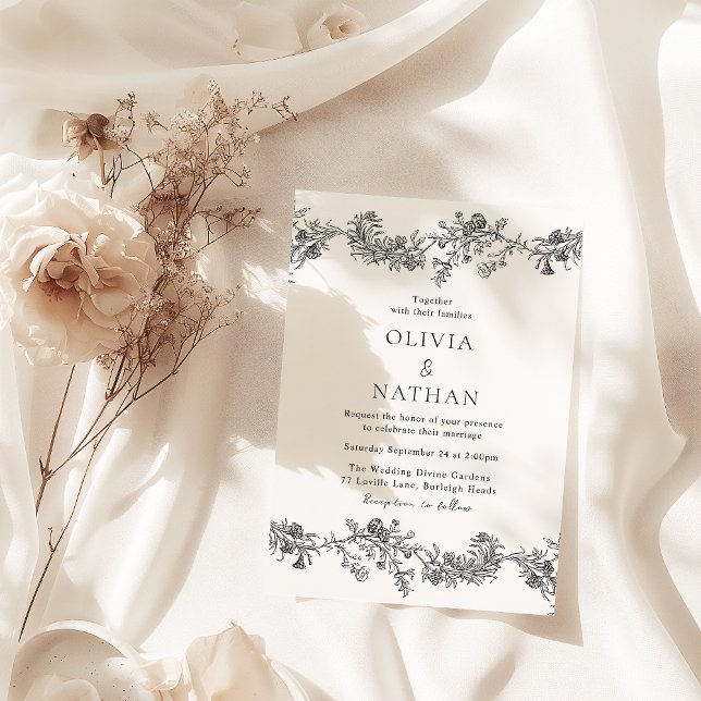 Vintage Elegance: Classic Black & White Wedding Invitation (Creator Uploaded)