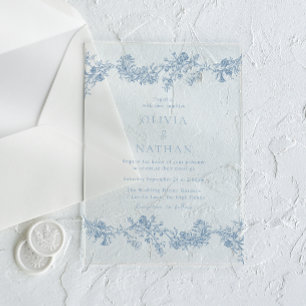 Vintage Elegance: Classic Floral Wedding Acrylic Invitations