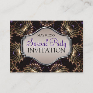 Vintage Elegance Fractal Art Mini Invitations