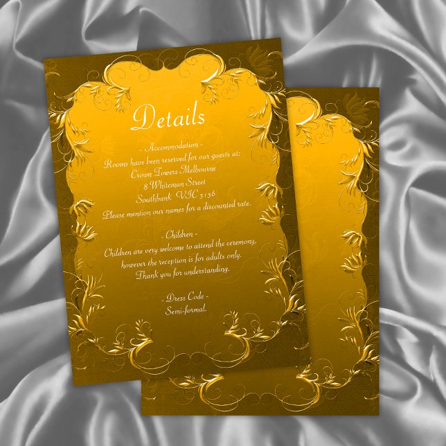Vintage Elegance Golden Wedding Details Enclosure Card (Creator Uploaded)