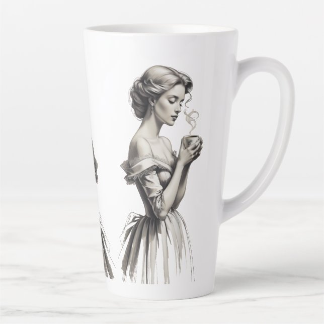 Vintage Elegance Lady Cup – Romantic Sketch Art wi (Right)