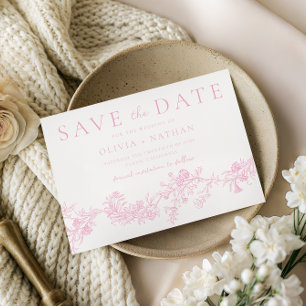 Vintage Elegance: Pink Floral Wedding Save The Date