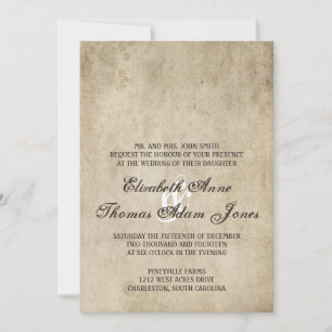 Vintage Elegance Plain Wedding Invitation