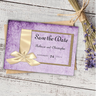 Vintage Elegance: Purple Parchment Save the Date