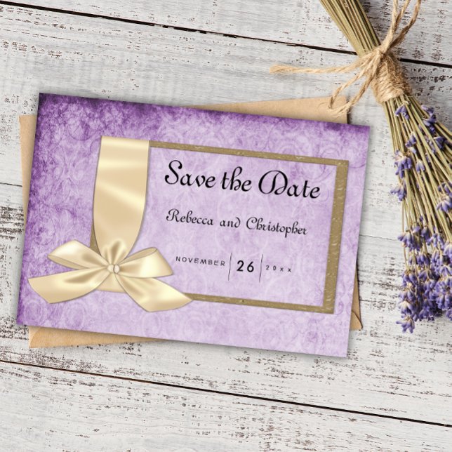 Vintage Elegance: Purple Parchment Save the Date  (Creator Uploaded)