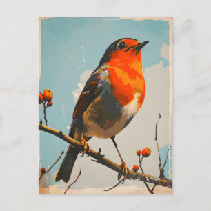 Vintage Elegance: Red Robin's Timeless Portrait Postcard