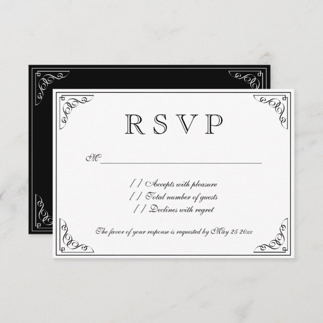 Vintage elegance RSVP wedding response cards (Front/Back)