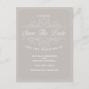 VINTAGE ELEGANCE SAVE THE DATE POSTCARD