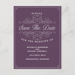 VINTAGE ELEGANCE   SAVE THE DATE POSTCARD