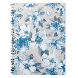 Vintage elegance seamless pattern with blossoming notebook