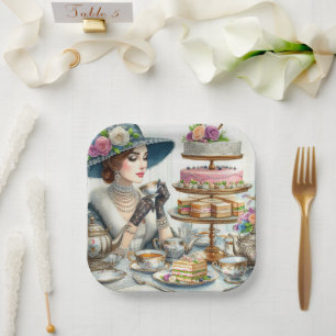 Vintage Elegance Tea Party Paper Plate