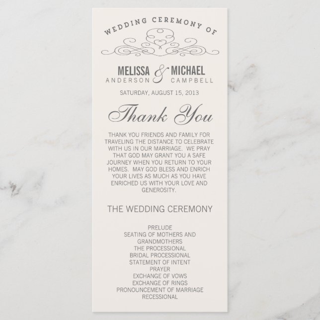 VINTAGE ELEGANCE | WEDDING PROGRAM (Front)