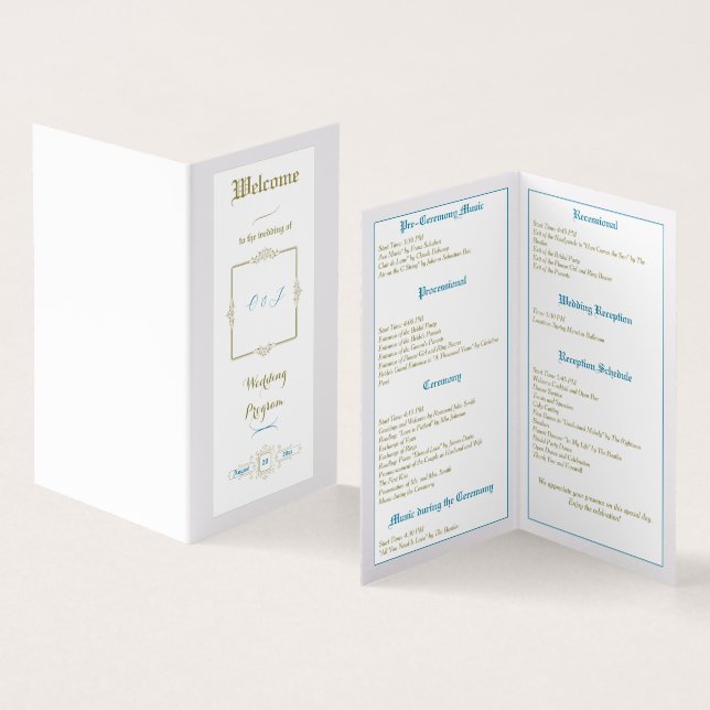  Vintage Elegance Wedding Program (Inside and Outside)