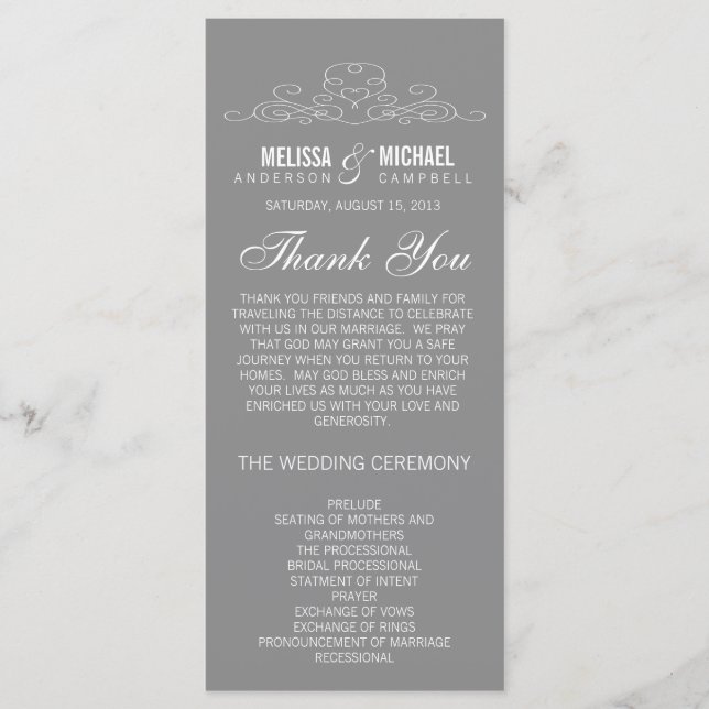 VINTAGE ELEGANCE | WEDDING PROGRAM (Front)