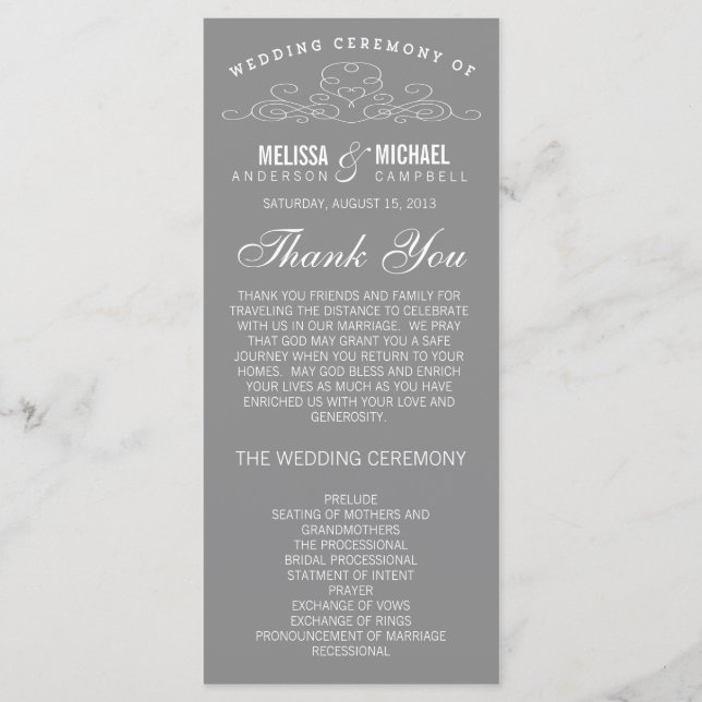 VINTAGE ELEGANCE | WEDDING PROGRAM (Front)