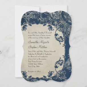 Vintage Elegance Wedding Toile Floral Damask Invitation
