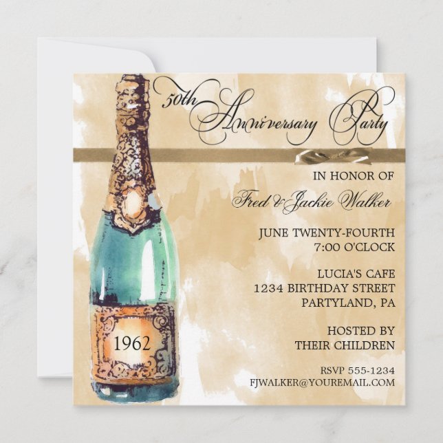 Vintage Elegant 50th Anniversary Party Invitations (Front)