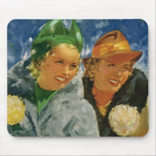 Vintage Elegant and Stylish Women, Best Friends! Mouse Pad