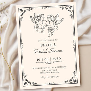 Vintage elegant angels bridal shower invitation