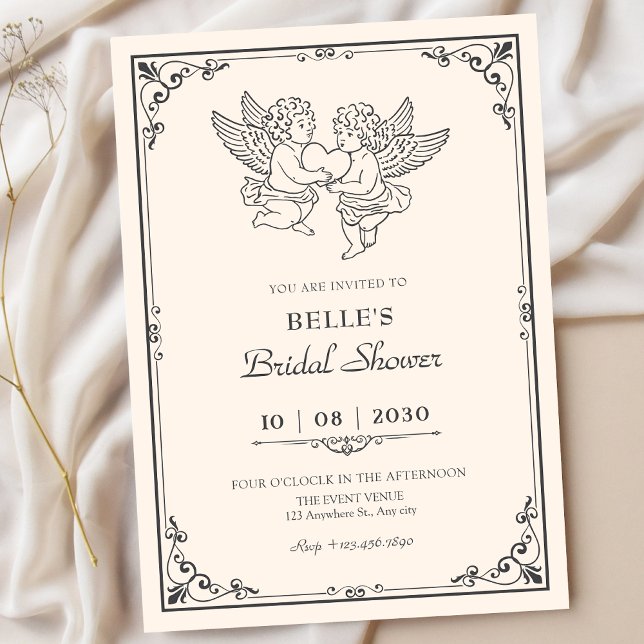 Vintage elegant angels bridal shower invitation (Creator Uploaded)