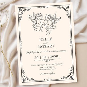 Vintage elegant angels wedding  invitation