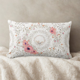 vintage elegant antique floral pattern lumbar cushion