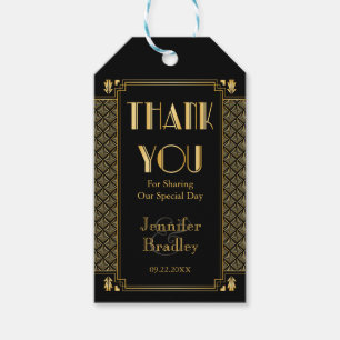Vintage Elegant Art Deco Black Gold Wedding Gift Tags