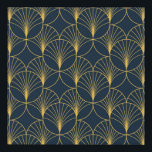 Vintage elegant Art Deco style seamless pattern wi Faux Canvas Print<br><div class="desc">Vintage elegant Art Deco style seamless pattern with fan shape golden motifs on dark blue background. Geometric abstract texture pattern.</div>