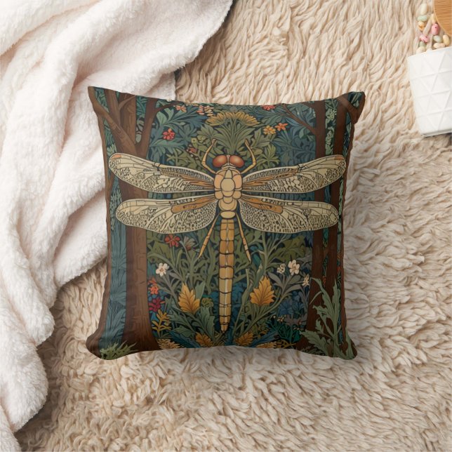 Vintage elegant art nouveau dragonfly boho chic cushion (Blanket)