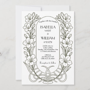Vintage Elegant Art Nouveau Wedding Invitation