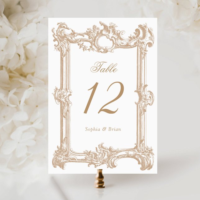Vintage Elegant Baroque Frame Gold Wedding Table Number (Creator Uploaded)