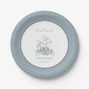 Vintage Elegant Bird Nest Baby Shower Paper Plate