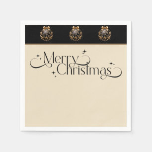 Vintage Elegant Black and Gold Christmas Napkin