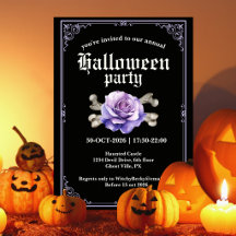 Vintage Elegant Black Purple Rose Halloween Party