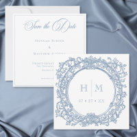 Vintage Elegant Blue Crest Garden Wedding
