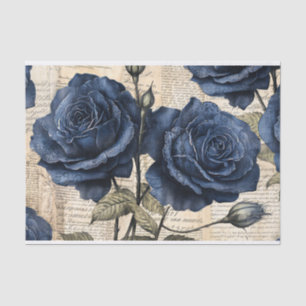 Vintage Elegant Blue Rose Tissue Paper